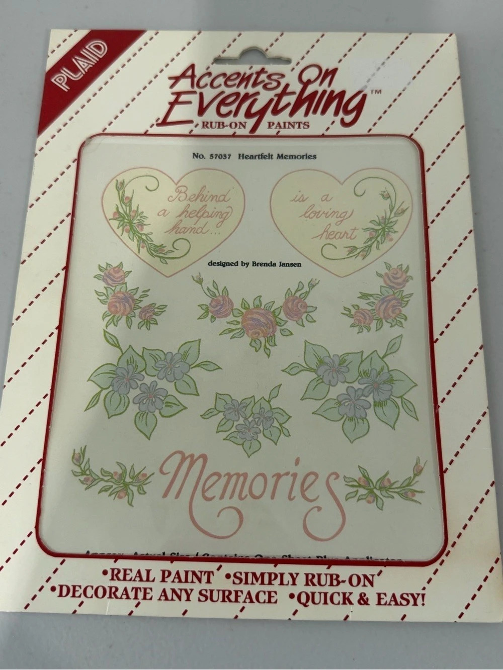 Plaid Accents On Everything Rub-On Paints Heartfelt Memories No. 57037 Rub-On